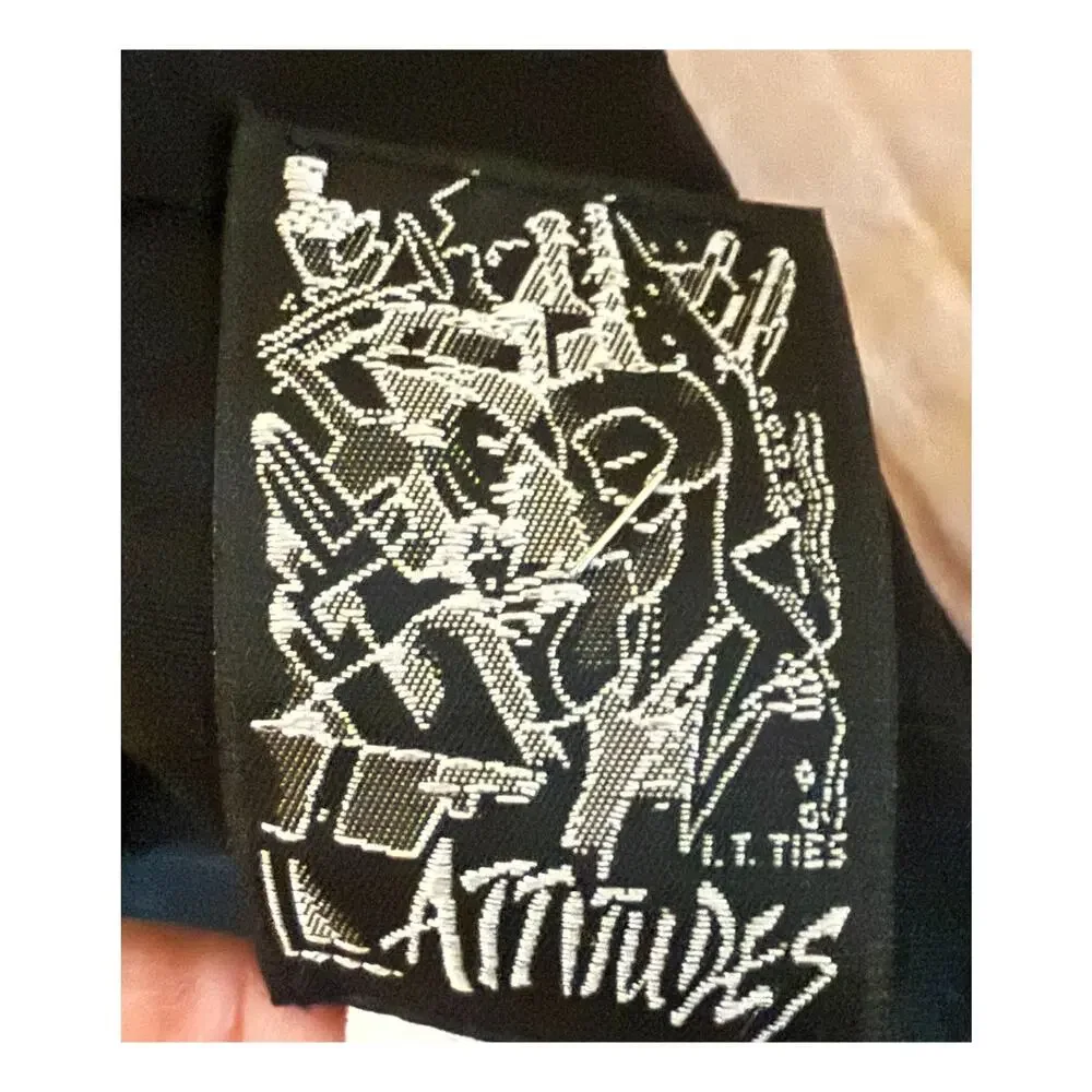 Lattitudes Vest Mens Size XL Graphic Black Multi Art Streetwear Boho 90s Arts